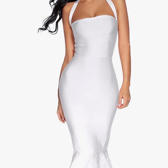 houstil women's v neck halter fishtail bandage bodycon dress party Houstil Womens V Neck Halter Fishtail Bandage Bodycon Dress Party
